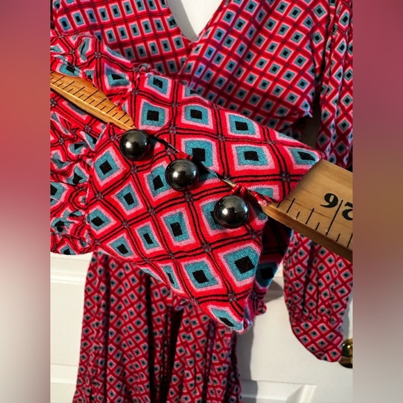 FREE PEOPLE S It Takes Two Lng Sleeve Geometric Belted Open Back Mini Dress Pink - Picture 7 of 14